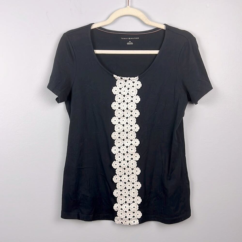Tommy Hilfiger women’s small short sleeve blue & white top
